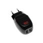 EZOPower 3.1A 15W USB Power with 2 ports - Black, EU europe wall socket charger (Wireless Phone Accessory)
