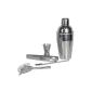 mumbi Cocktail Mixers Bar Set in brushed stainless steel design / 5 pieces: shaker, strainer, measuring cups, spoons, tongs (household goods)