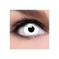 A Halloween contact lens White with strength 'White Zombie' + FREE lens case, 1 piece / BC 8.6 mm / DIA 14.5 / -0.50 to -5.00 diopters (Personal Care)
