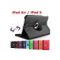 King Cameleon color BLACK for Apple iPad 5 AIR - BAG Bag Multi Angle ROTARY 360 - Many colors available - SMART COVER Shell Case PU LEATHER, 360 ° rotation, Stand, magnetic / magnet to standby - 1 PEN FREE !! !  (Electronic devices)