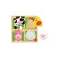 Goula D53011 - Wooden Puzzle Farm Animals with plush, 4 parts (toy)