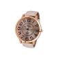 Amonfineshop (TM) Womens Geneva Roman numerals Golden Dial Leather Analog Quartz Watch (clock)