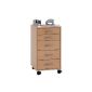 FMD 336-001 Rollcontainer Freddy - B / H / D: 33.0 x 63.5 x 38.0 cm, Beech (household goods)
