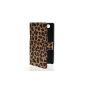 MOONCASE Leopard Cover Protection Case Leather Wallet Case Flip Cover Case for Sony Xperia Z1 Compact (Mini) Brown (Electronics)