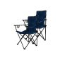 Set of 2 Folding Chair Camping Chair with armrest cup holder blue