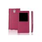 Luxury Case III N9000 Galaxy Note 3 - SAVFY® - Ultra Slim Flip Cover With S-View Function + PEN + SCREEN FILM OFFERED!  - Protective cover PU Leather Wallet Case for Samsung Galaxy Note 3 N9000 N9002 N9005 III (WiFi / LTE / 4G) 32/64 GB - Fuschia (Electronics)