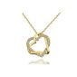 Mother's Day Gift for Mom Gift MARENJA Fashion Woman Necklace Heart Gold Plated Double-Interlaced 18k Yellow-White Crystal-Fashion Jewelry-45 + 5cm (Jewelry)