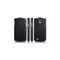 Luxury Leather Case for Samsung Galaxy S4 / I9500 / I9505 / I9506 LTE + / foldable / ultraslim / genuine leather / Flip Case / Black (Electronics)