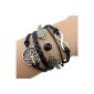 Infinity bracelet Tree of Life, sky wings and pearls Black Silver / Infinity / better leather strap / Pendant / One Direction (jewelry)