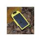 VicTsing 5000mAh Solar Charger Charger Waterproof Shockproof Dirtproof Portable Charger External Battery Power Bank for iPhone 6, iPhone 5 5S 5C, iPhone 4 4S, iPad 5 iPad 4, iPad Mini, iPod, Sony, Nokia Lumia 1520 Samsung Galaxy S3, Galaxy S4, S5, HTC One M7, M8, Google Nexus, Laptop PC GPS and most types of Android smartphones - Yellow (Electronics)