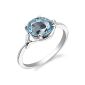 Revoni Coup d'Eclat - Ring with Blue Topaz 2.25 cts oval Switzerland.  - Inspiration for Women - Sterling Silver 925/1000 - Size 52 (Jewelry)
