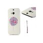 VCOER 1x PC Rigid hull Drawing Colorful Watercolor Dandelion Ball Multicolor 1x Capacitive Stylus Court full of Multicolored Strass HTC One M8 (Electronics)