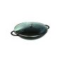 Dust Wok with glass lid (37cm, 5.7 L with a matt black enamel inside the pot) black (household goods)