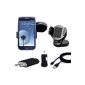 Car Mount + 3in1 package / Galaxy Samsung Star 2 II S5260 / S5220 Star 3 III / GT I9250 Nexus / Galaxy Y S5360 / Galaxy S Plus I9001 / Galaxy S II LTE GT I9210 / Galaxy S Advance GT I9070 / Car holder Car Holder Mount 360 ° degree Schwankbar vibration free device holder + charger cable SET 3in1 Car Charger / Power Supply Charger / mico USB data cable / Original Lanboo accessory kit / new goods / free shipping (Electronics)