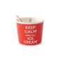Sundae KEEP CALM red white with spoon porcelain dish