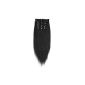 Human Hair Clip In Extensions for complete hair extension straight 60 cm long black 100g # 1 (Personal Care)