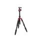 . Rollei C5i aluminum tripod incl Panorama ball head, quick release plate and tripod bag, conversion to monopod possible - Red (Accessories)