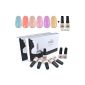 Elite99 Shellac UV LED gel nail polish resolvable 6 colors bright blue pink purple pink yellow nude + Base Coat + Top Coat, nail gel Color Gel colored lacquer gift set (8 x 7ml) (Misc.)