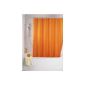WENKO 20039100 anti-mildew shower curtain Uni Orange - anti-bacterial, washable, with 12 shower curtain rings, plastic - polyester, Orange (household goods)