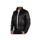 Brandslock Men's Leather Jacket Harrington-style, with black lamb nappa leather (textiles)