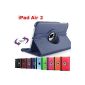 King Cameleon color DARK BLUE AIR for Apple iPad 2 - COVER Cover Multi Angle ROTARY 360 - Many colors available - SMART COVER Shell Case PU LEATHER, 360 ° rotation, Stand, magnetic / magnet to standby - 1 PEN INCLUDED! !!  (Office supplies)