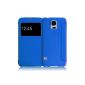 JAMMYLIZARD | Transparent Window Flip Case Cover for Samsung Galaxy S5, ultramarine blue (accessory)