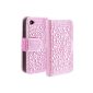 kwmobile® Rhinestone iPhone 4 / 4S - Leather Pink / Rose Strass (Wireless Phone Accessory)
