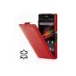 StilGut, UltraSlim, exclusive genuine leather pouch for Sony Xperia Z Google, Red (Electronics)