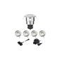 parlat, LED floor-recessed lights Set of 5 aluminum for outdoor use, warm white, IP65, 40mm Ø