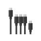 Anchor [5-Pack] Premium Micro USB cables in various lengths (0.3 m, 0.9 m, 1.8 m) High Speed ​​USB 2.0 A Male to Micro B sync and charge cable (Black)