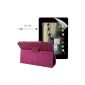 kwmobile® 3in1: Elegant leather case for Acer Iconia A1-810 / A1-811 in Fuchsia with practical SUPPORT FUNCTION + Film + Stylus transparent, White (Electronics)