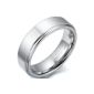 JewelryWe jewelry 6mm width tungsten tungsten Ladies Ring, polished Partnerringe band, silver color, with gift bag - Size 53 (Jewelry)