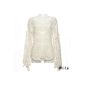 Trendy Solid Color Lace Transparent Long Sleeve Sweater Top Blouse (Textiles)