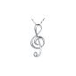 925 sterling silver beautiful musical note pendant with 45cm sterling silver chain necklace jewelry (jewelry)
