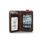 EC Technology® iPhone 4S Leather Flip Case Case Cover iPhone 4 - Brown (Wireless Phone Accessory)