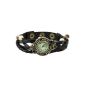 Ladies Retro tree leaf leather bracelet bracelet watch Watches Clock Watches Black (clock)