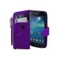BAAS® Samsung Galaxy S4 i9190 Mini Purple Case Cover Leather Wallet Case + Stylus For Touch Screen + 2 x Screen Protector (Electronics)