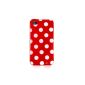 AIO Red Polka Dots Gel Case For Apple iPhone 4s 4g 4s 8GB 16GB 32GB 64GB + Screen Protector (Accessory)