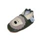 Soft leather baby shoes with suede sole Dotty Fish.  Olive Green Bear Design Boys (Textiles)