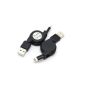 Self-retracting USB Cable / Data for iPhone 6 & 6 Plus - Black (Electronics)