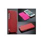 Iphone 5 / 5s shell, *** genuine leather - HANDMADE *** - accessories Case Case IPhone Flip Case Cover - black, brown, white, red, pink - (Red) (Electronics)