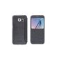 ELTD Samsung Galaxy S6 flip cover, Flip Leather Case Cover Pouch Wallet Case for Samsung Galaxy S6, Black (Electronics)