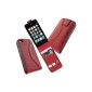 Austin Rabat Flip Case Genuine Leather with Card Holder for iPhone 4 4S Bright Red (Wireless Phone Accessory)