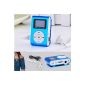 Amufi Mini MP3 player with LCD screen, FM radio, 3.5mm AUX Cable + USB charging cable and earphones 4GB Blue (Electronics)