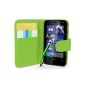 Green Supergets Cover for Nokia Lumia 620 book style flap pocket in leather look with card slot, magnetic lock Case Flip Case, protector, cleaning cloth, mini stylus (electronic)