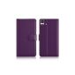 JAMMYLIZARD | Leather Case Executive Wallet Case for BQ Aquaris E5 (5 inches), PURPLE (Wireless Phone Accessory)