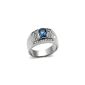 Isady - Phil - man Signet Ring - Stainless Steel - transparent blue and zirconium oxide - T 65 (Jewelry)