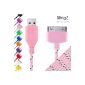 TheBlingZ.® - 2M Cable braided 8 meters Pin - USB for Apple iPhone 4S 4 3GS iPod iPod touch 1 2 3 - Pink (Electronics)