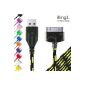 TheBlingZ.® - 2M Cable braided 8 meters Pin - USB for Apple iPhone 4S 4 3GS iPod iPod touch 1 2 3 -Black (Electronics)