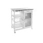 Kitchen serving up slide cabinet on wheels with stainless steel tray